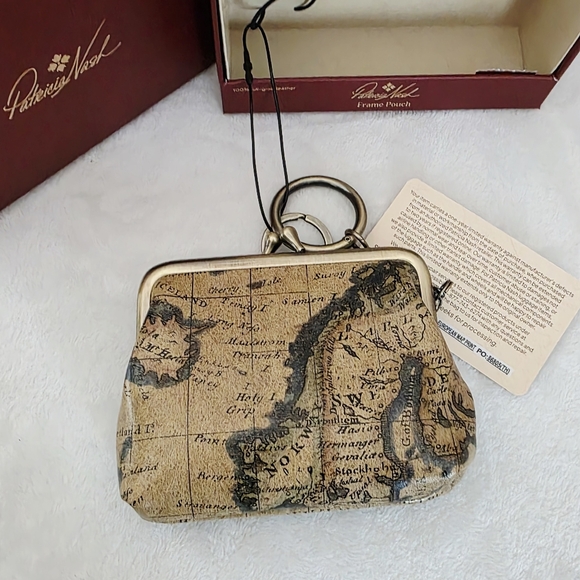 Patricia Nash European Map Print Leather Borse Boxed Coin Pouch - Picture 4 of 4